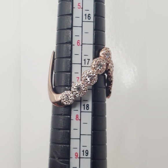 Rose Gold Chevron Halo Ring - Picture 6 of 8